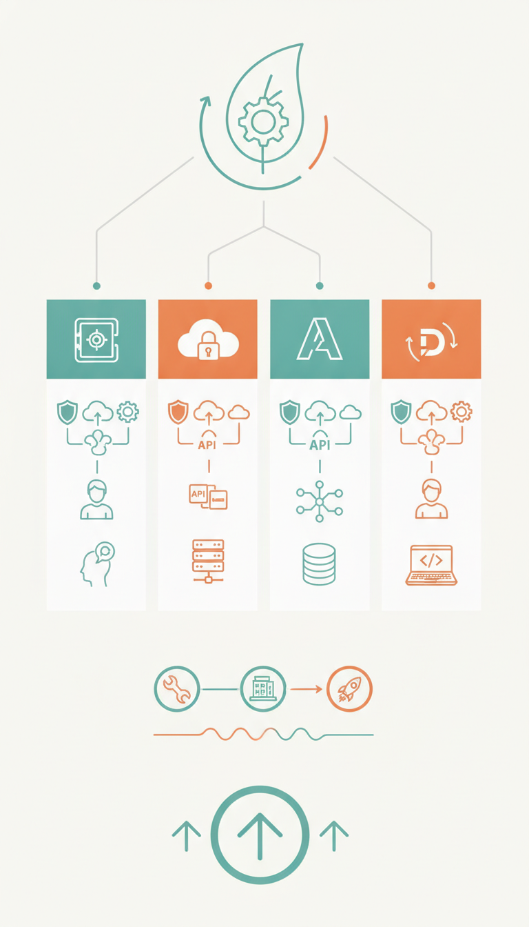 a description of an infographic-style visual summary of the key features and ideal use cases for HashiCorp Vault, AWS Se
